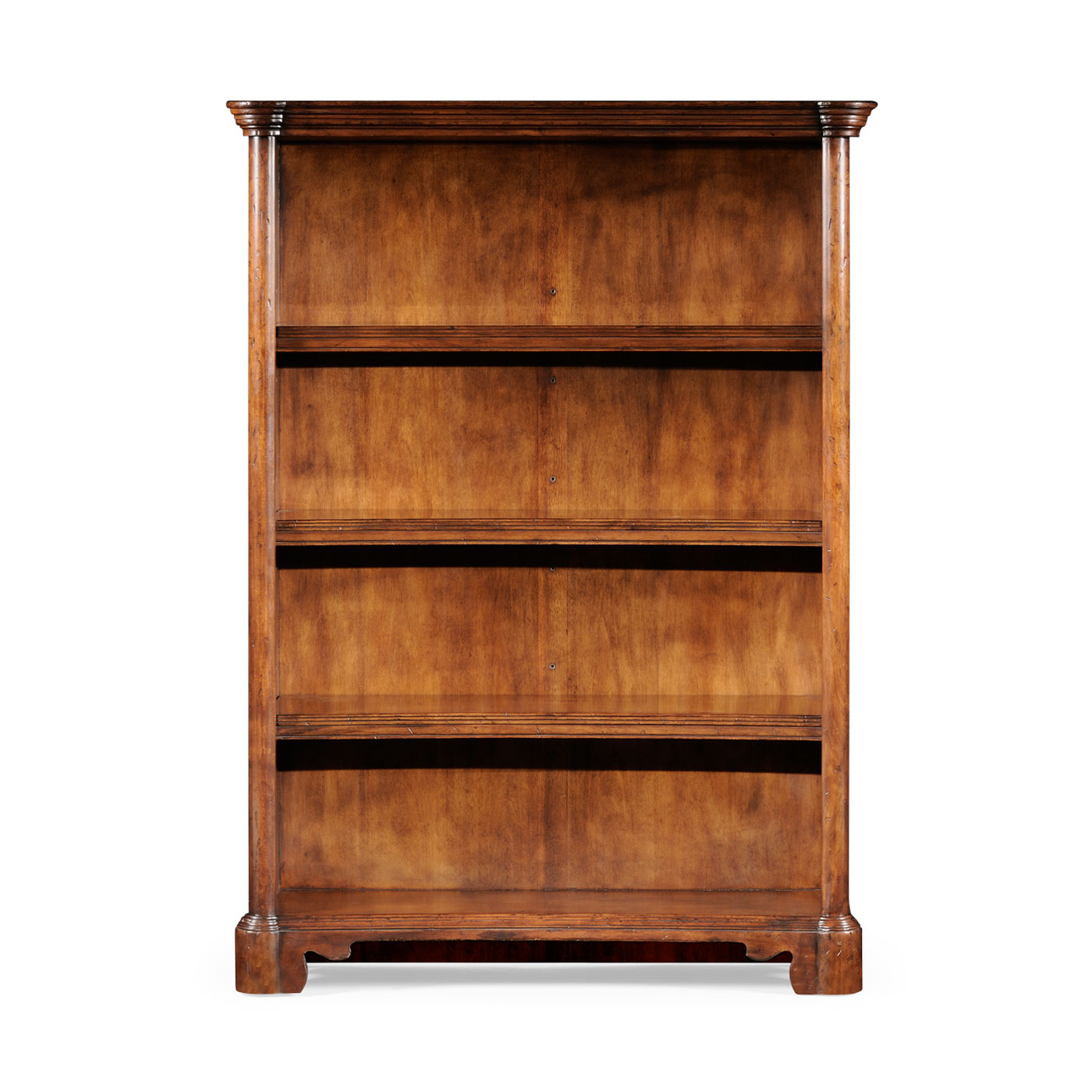 Walnut tall open adjustable bookcase three shelves (Small)