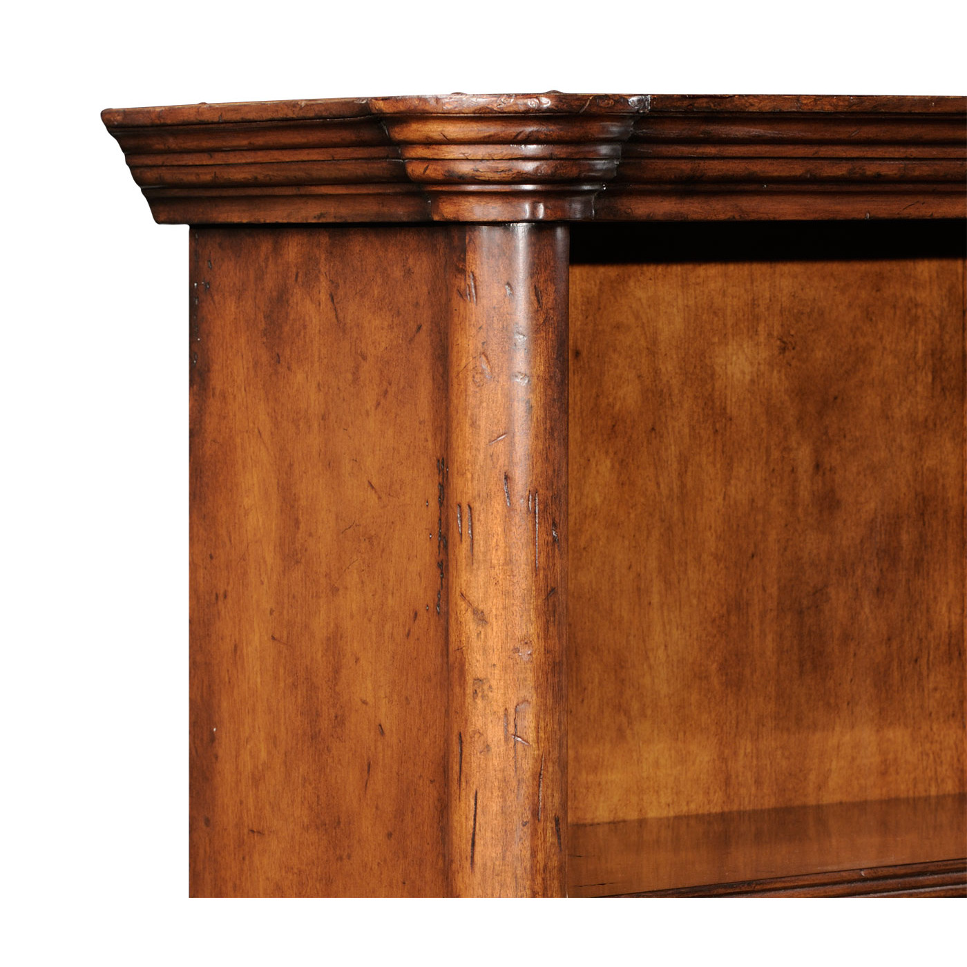 Walnut tall open adjustable bookcase three shelves (Small)