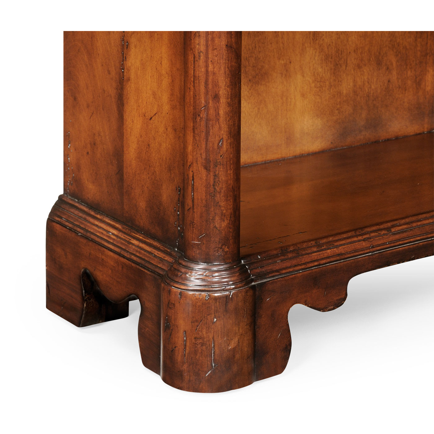 Walnut tall open adjustable bookcase three shelves (Small)