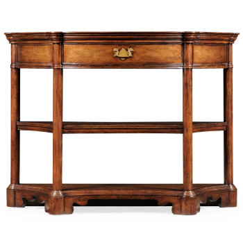 Walnut demilune console with bracket feet