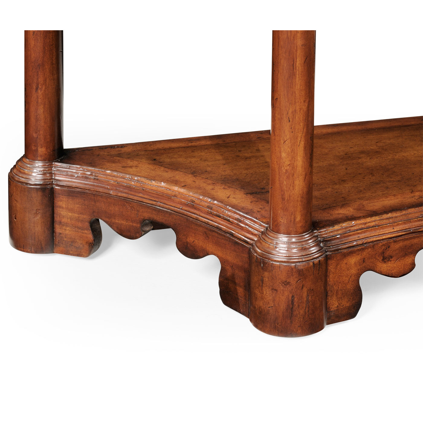 Walnut demilune console with bracket feet