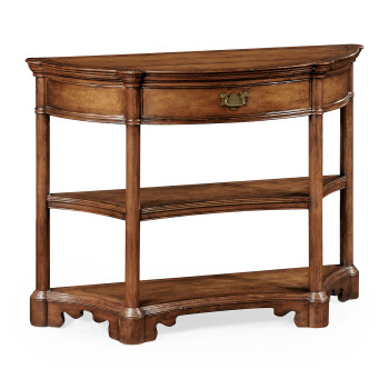 Walnut demilune console with bracket feet