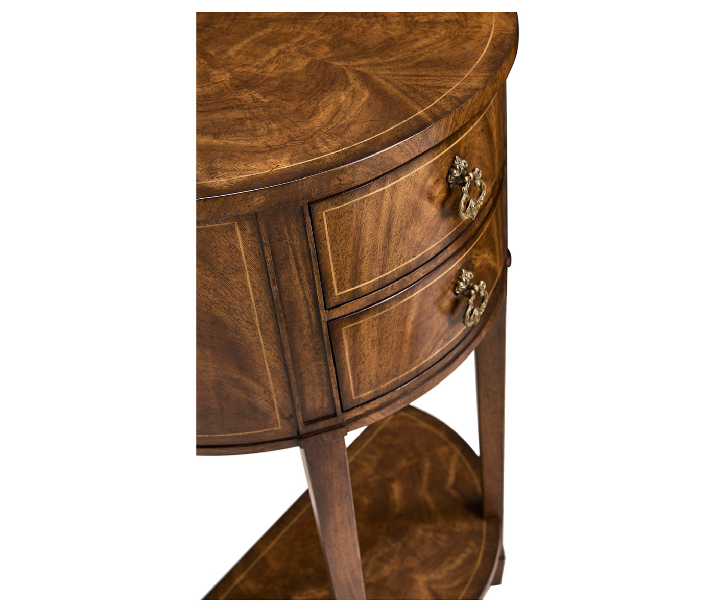 Crotch Walnut Demilune Narrow Tables
