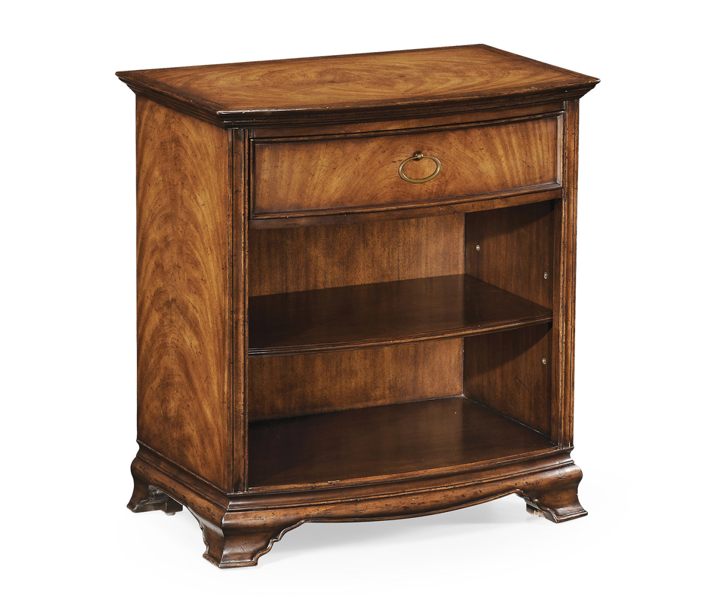 Crotch Walnut Bedside Cabinet with Shelf