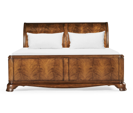 Walnut Sleigh UK King Bed