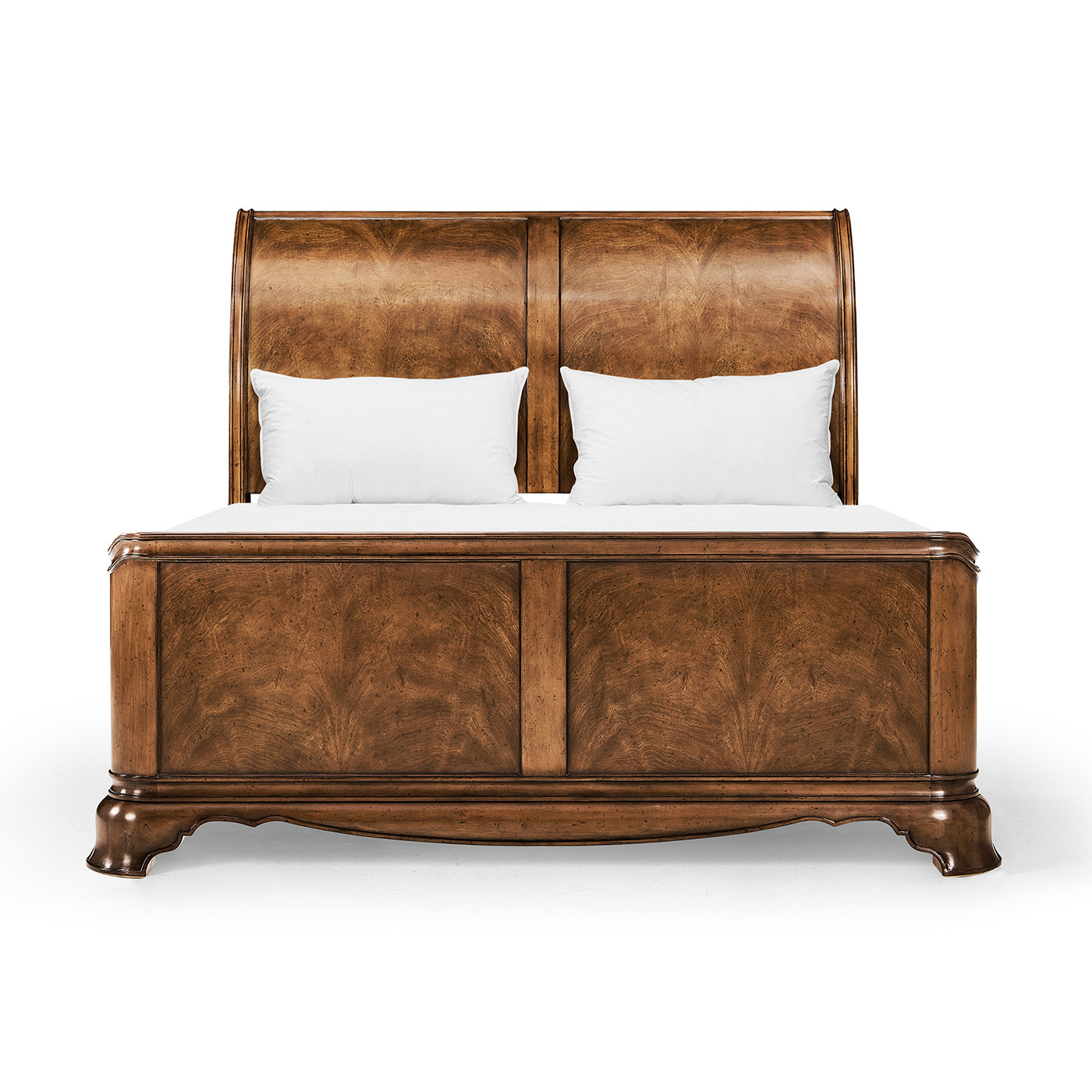 Walnut Sleigh UK Queen Bed