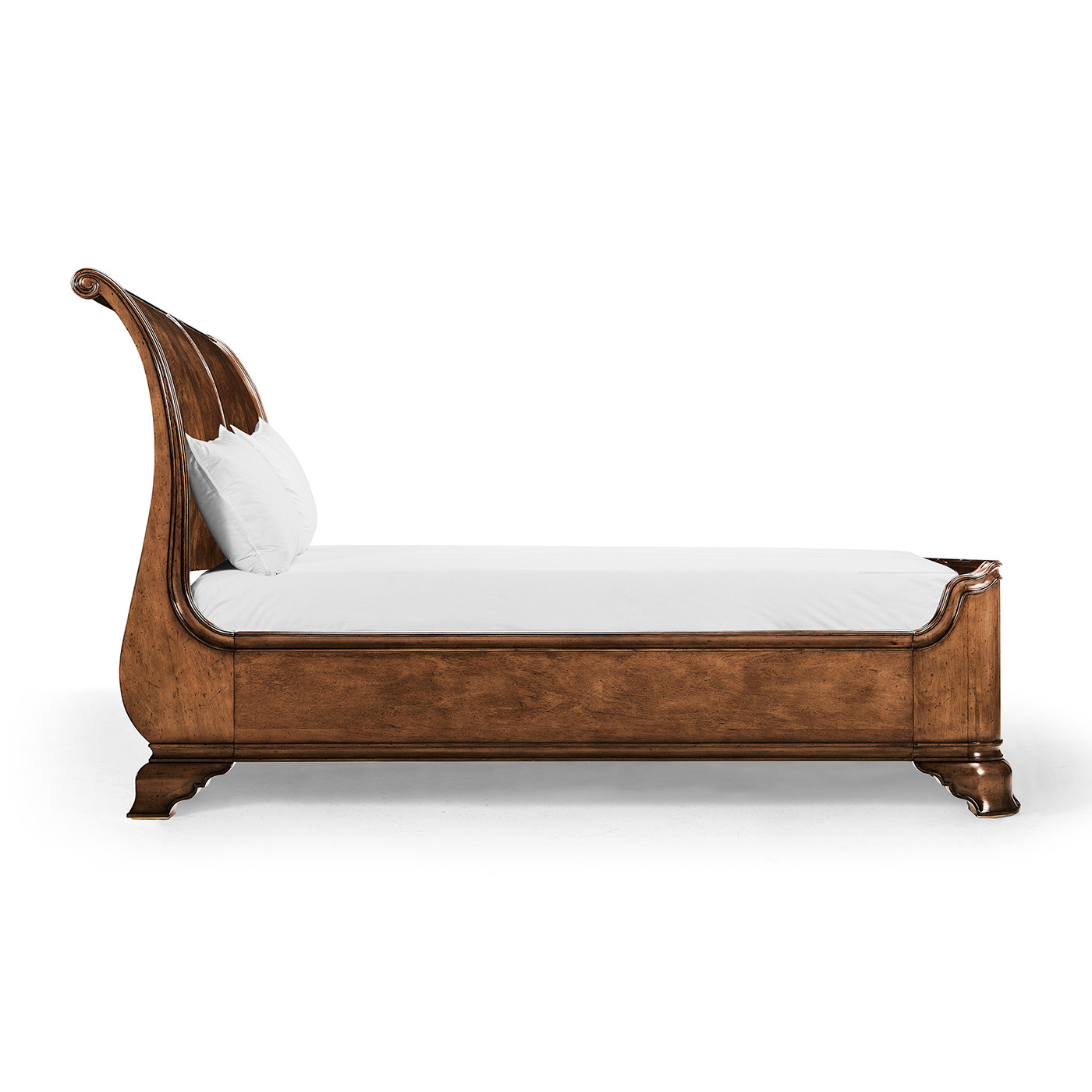 Walnut Sleigh UK Queen Bed