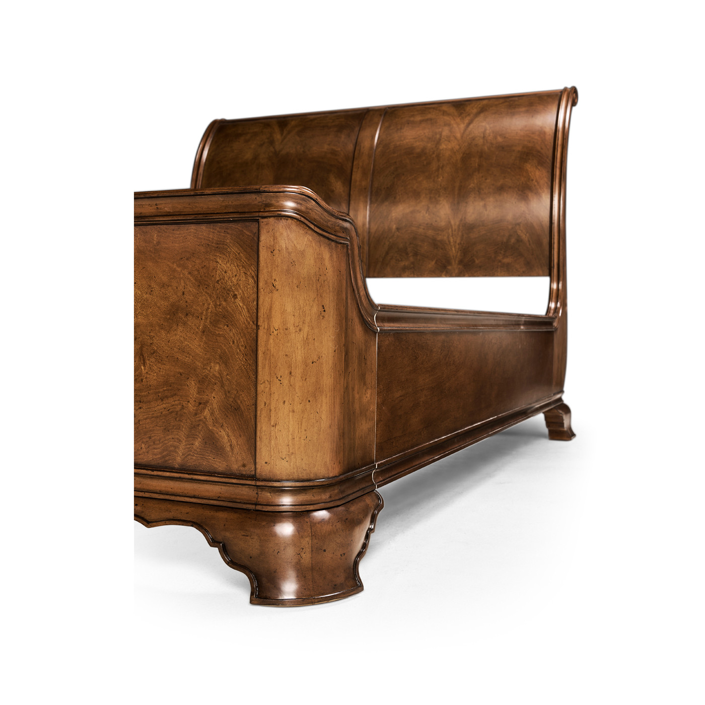 Walnut Sleigh UK Queen Bed