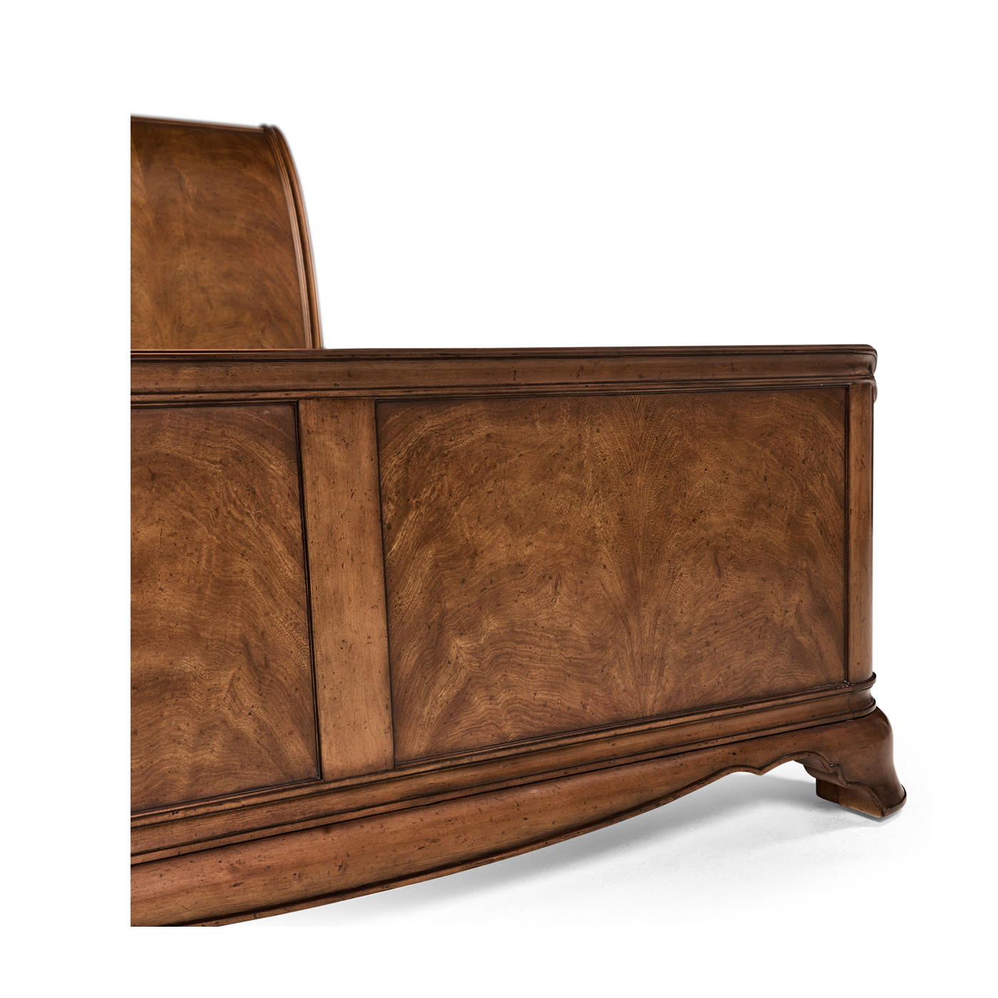 Walnut Sleigh UK Queen Bed