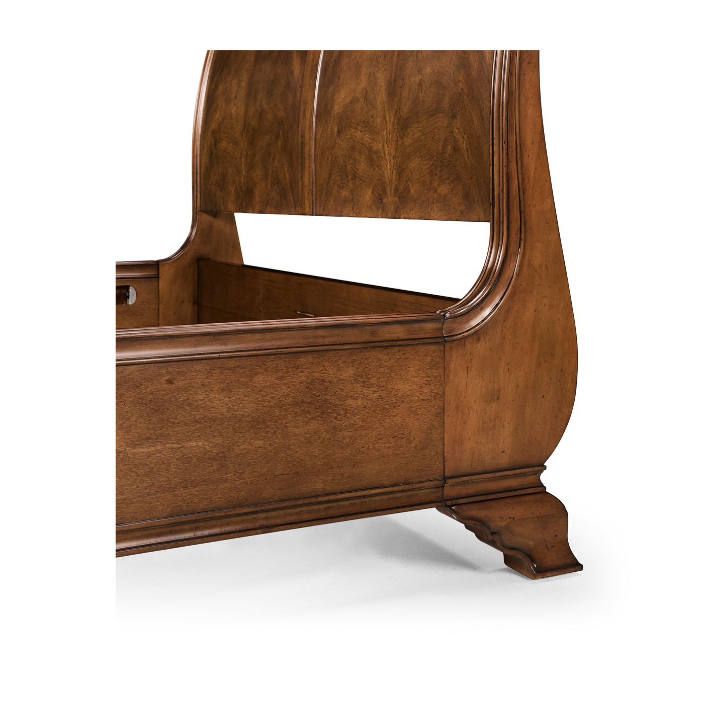 Walnut Sleigh UK Queen Bed