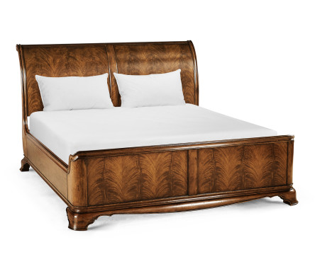 Walnut Sleigh US King Bed