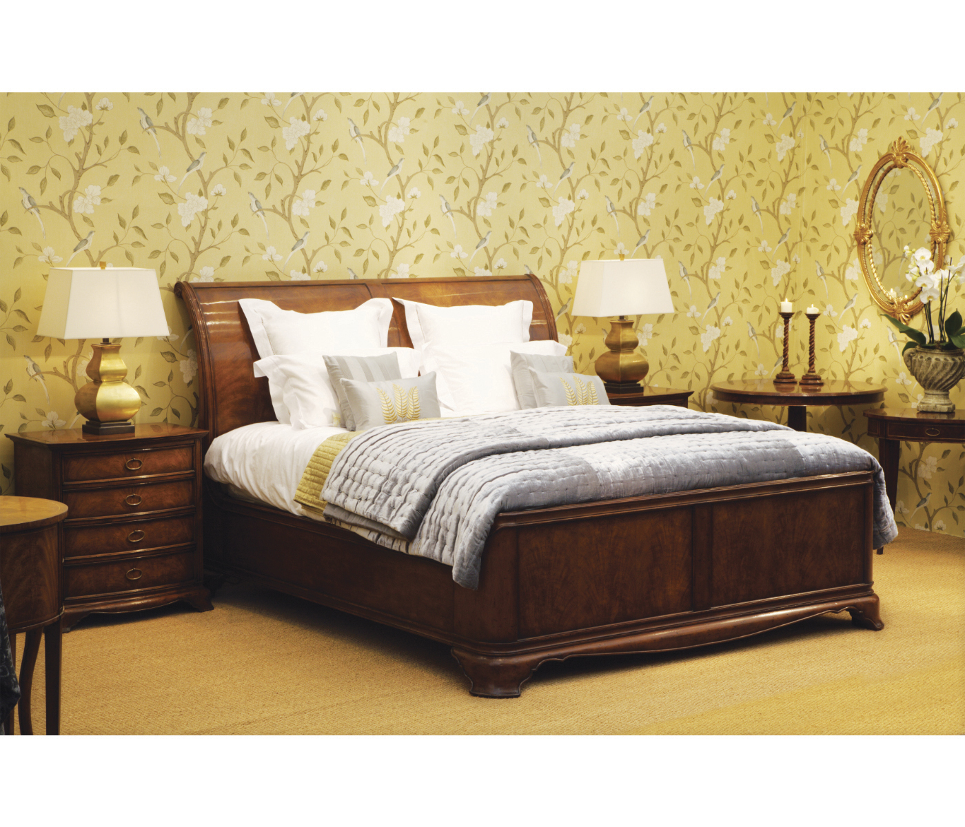 Walnut Sleigh US King Bed