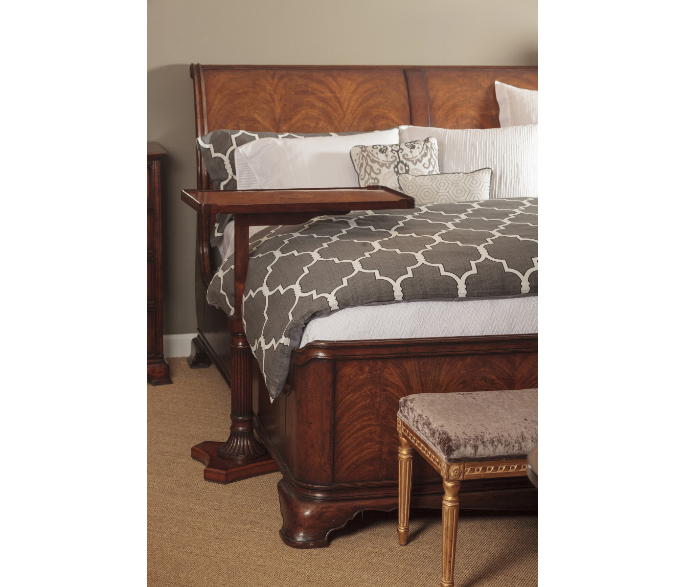 Walnut Sleigh US King Bed