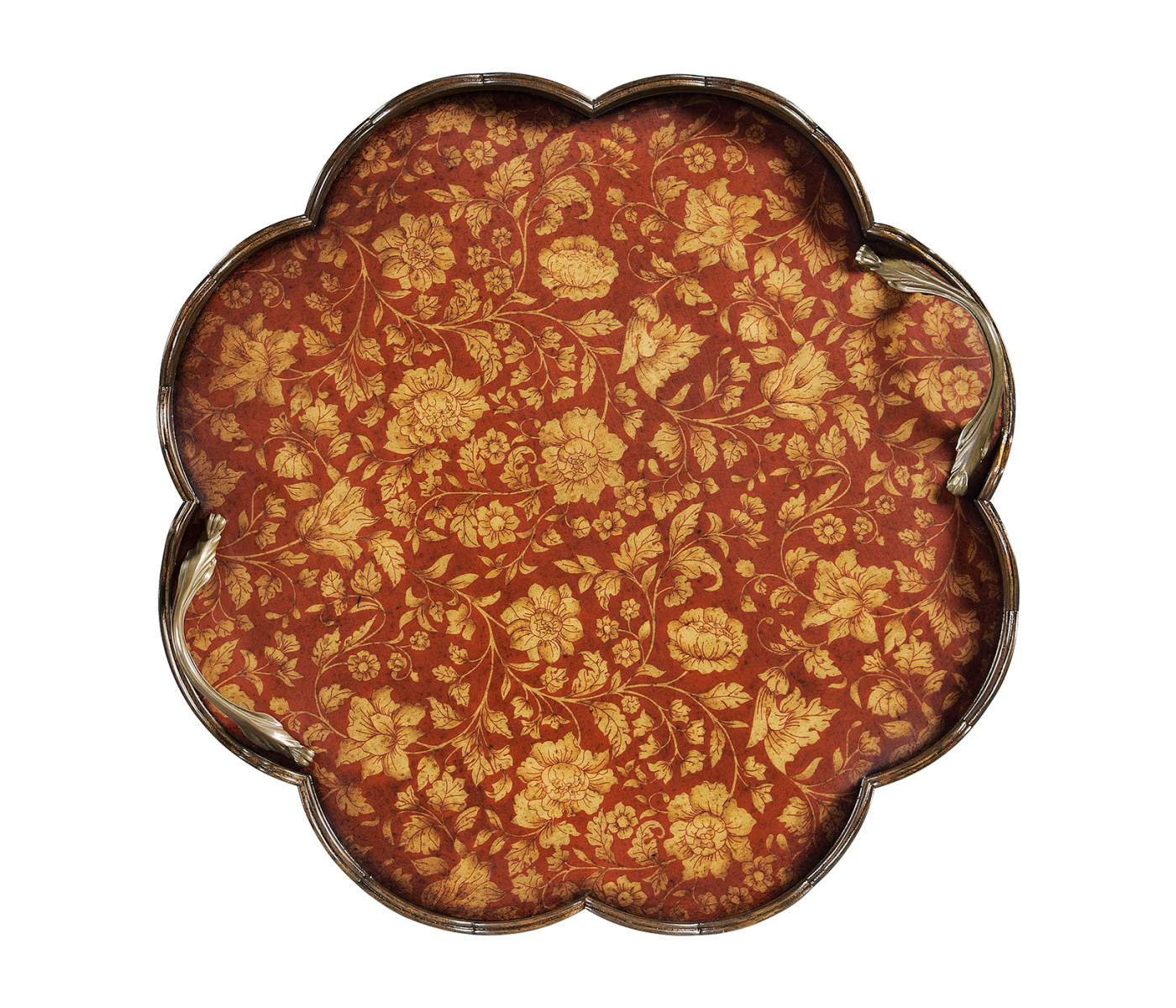 Scalloped Red Chinoiserie Tray