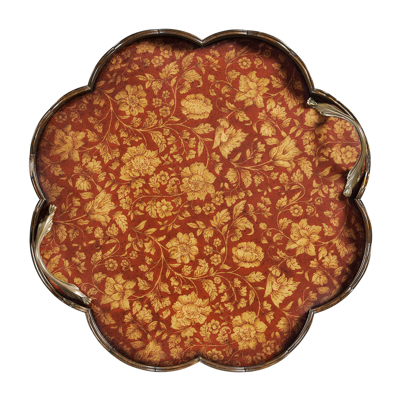 Scalloped Red Chinoiserie Tray