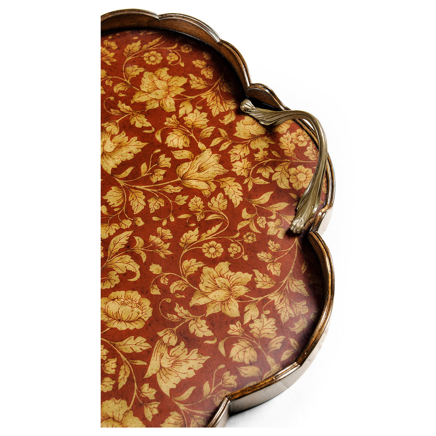 Scalloped Red Chinoiserie Tray