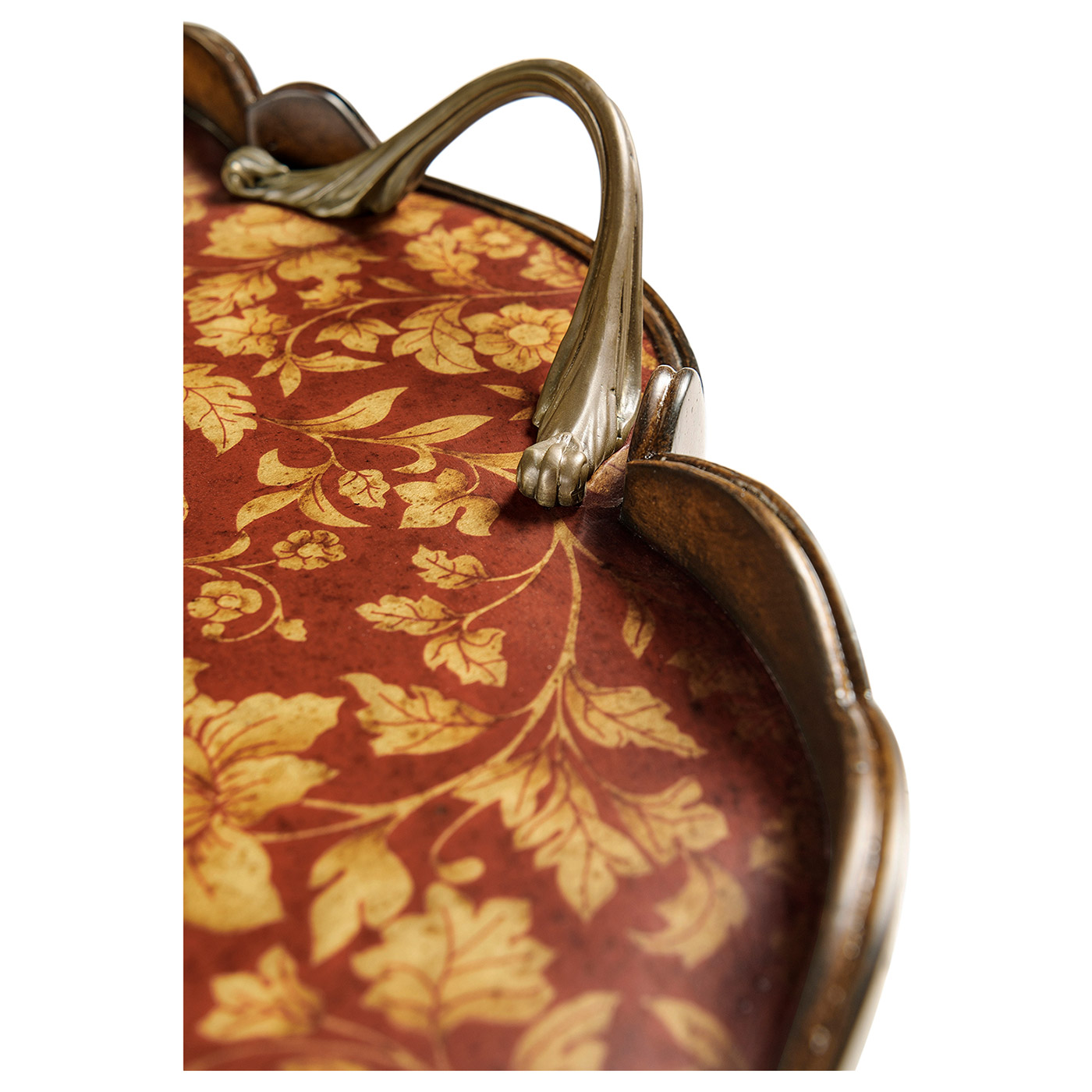 Scalloped Red Chinoiserie Tray