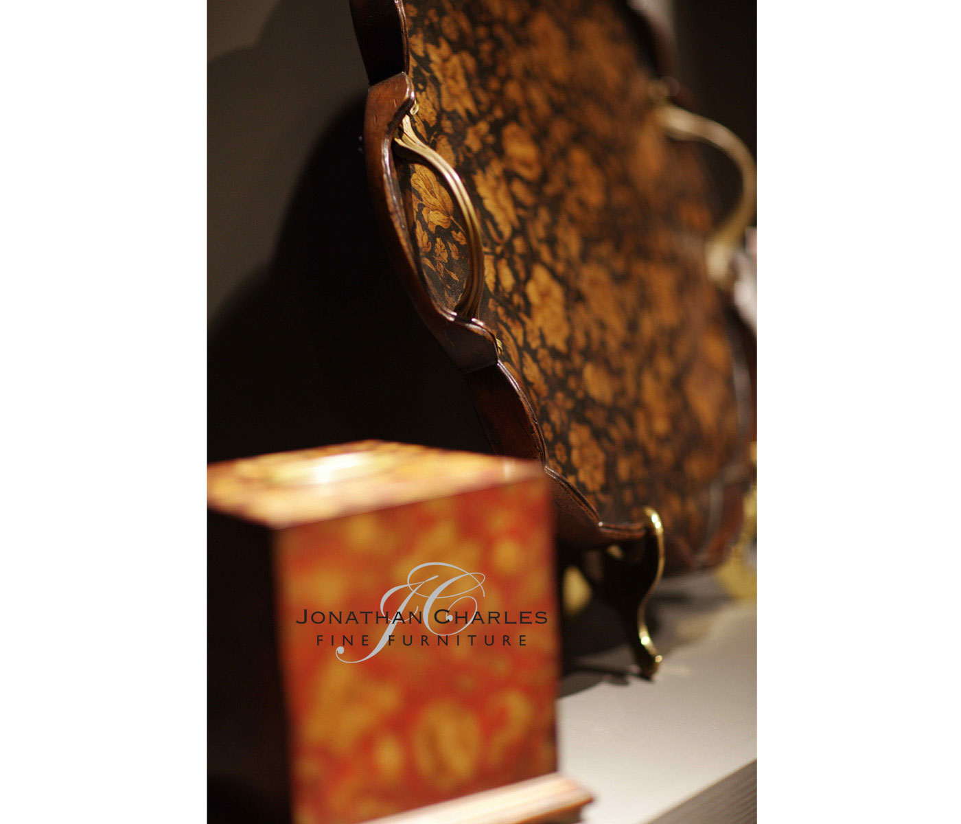 Scalloped Black Chinoiserie Tray