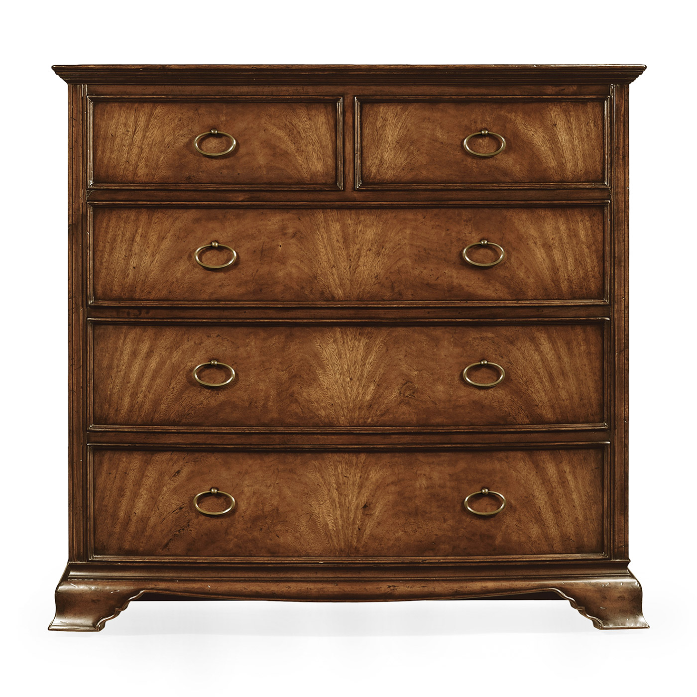 Crotch walnut bedside chest of drawers