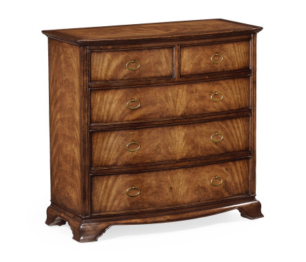 Crotch walnut bedside chest of drawers