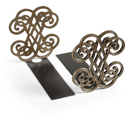 Pair of Patinated Brass Bookends
