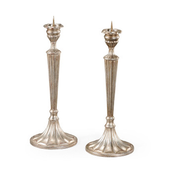 Pair of Fluted Silver Gilded Candlesticks
