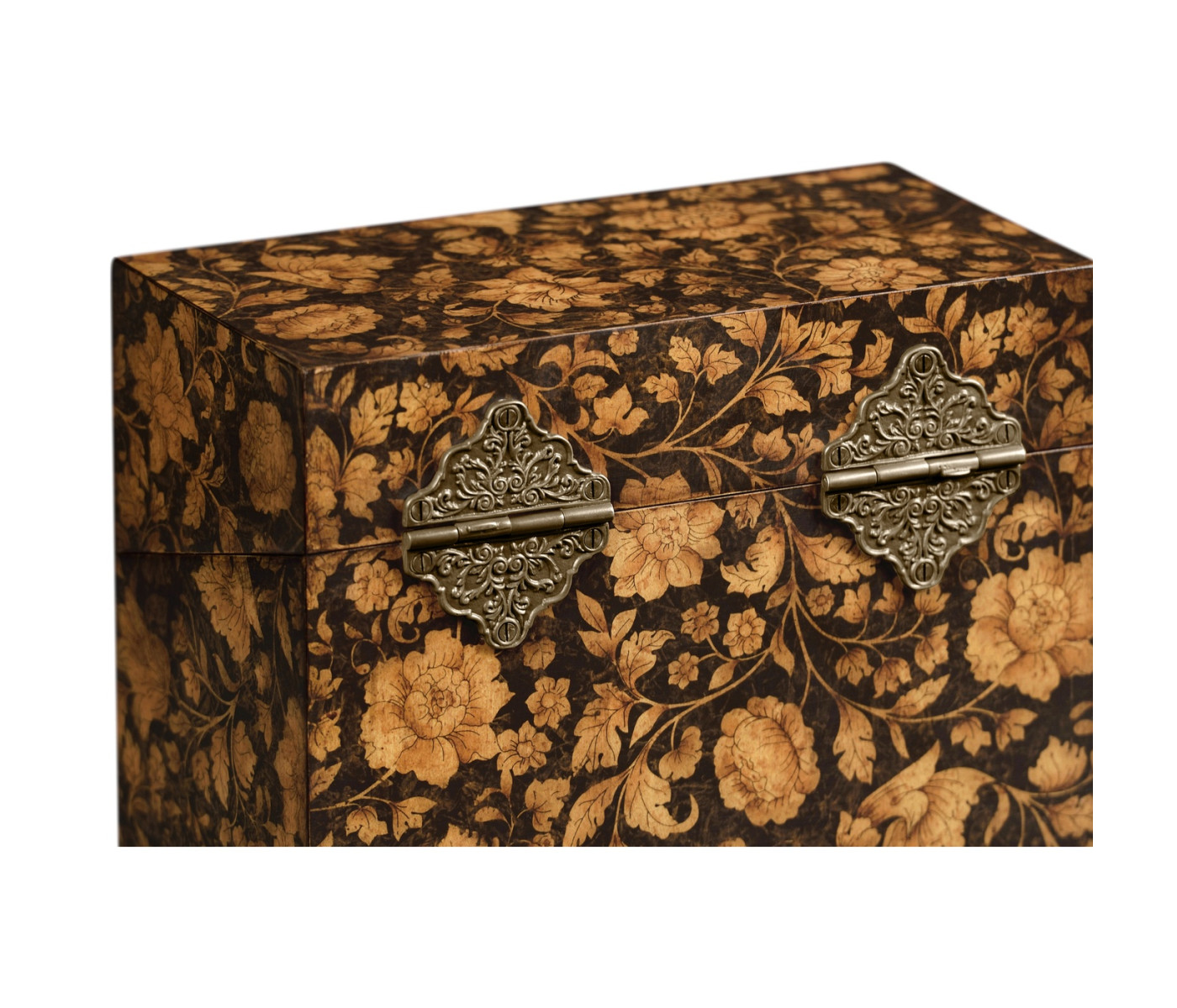 Pair of Glass Decanters & Black Chinoiserie Case