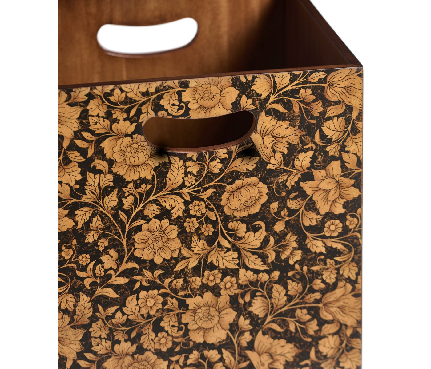 Square Black Chinoiserie Waste Basket