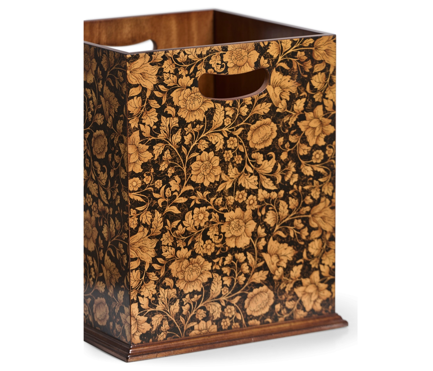 Square Black Chinoiserie Waste Basket