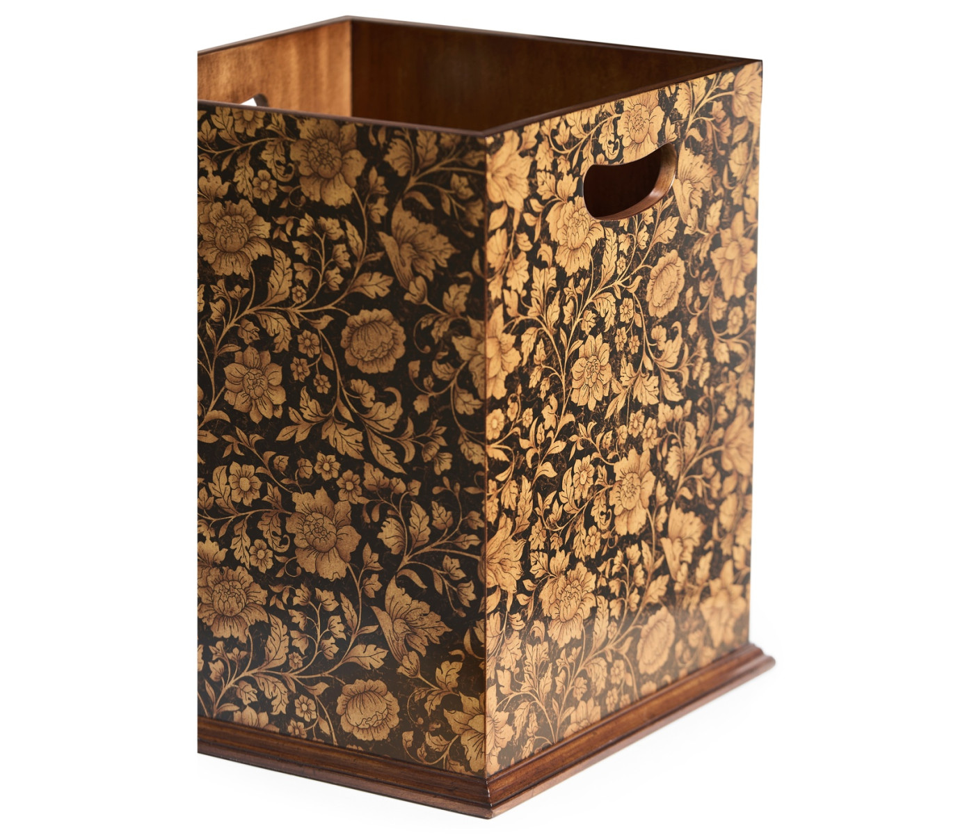 Square Black Chinoiserie Waste Basket