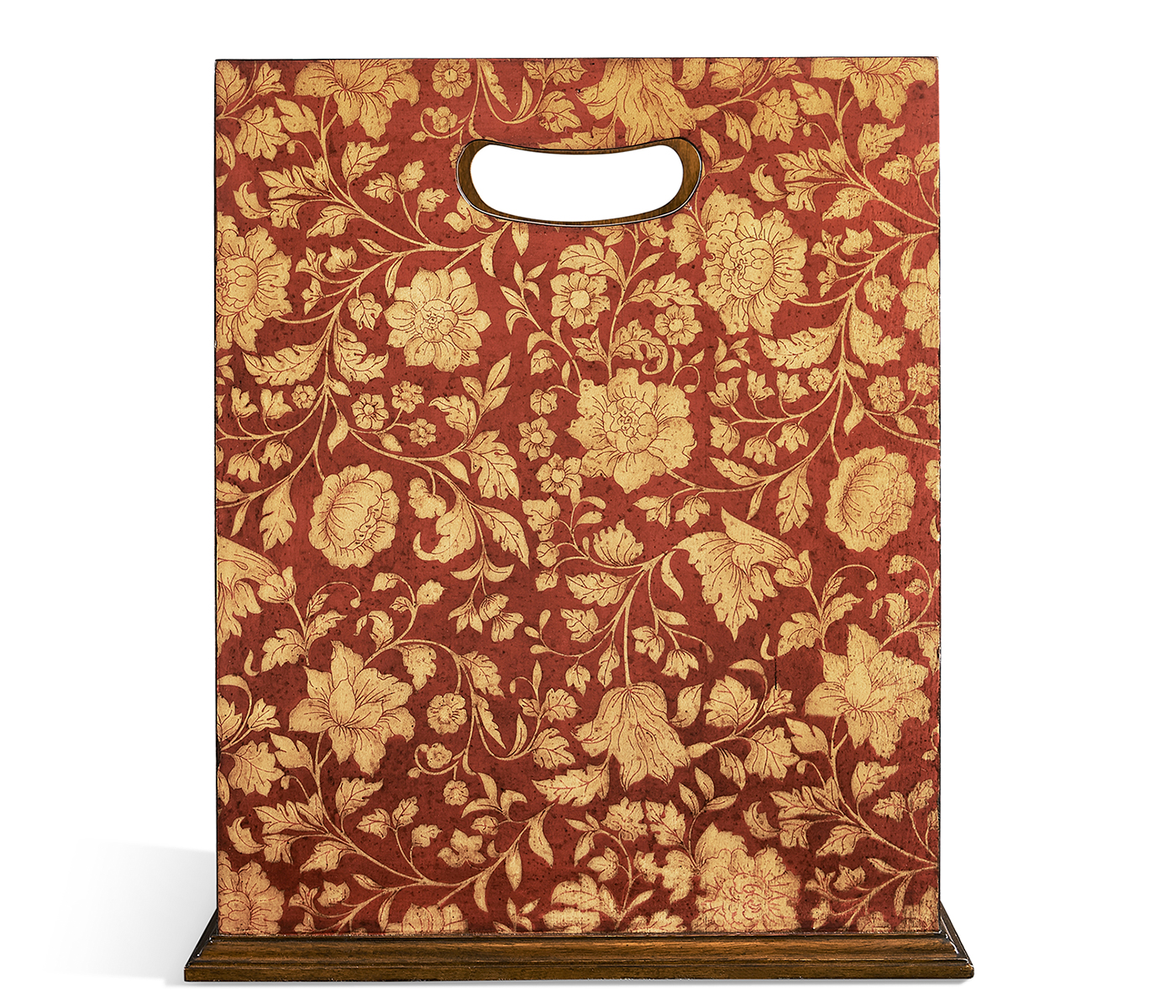 Square Red Chinoiserie Waste Basket