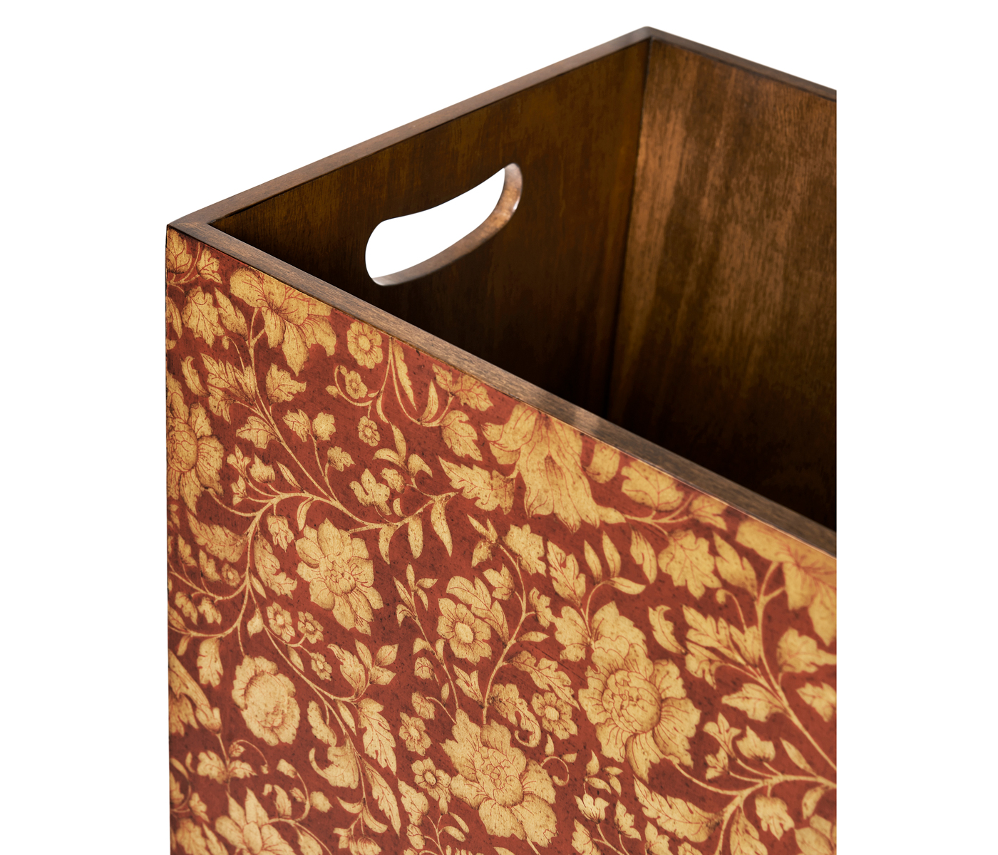 Square Red Chinoiserie Waste Basket