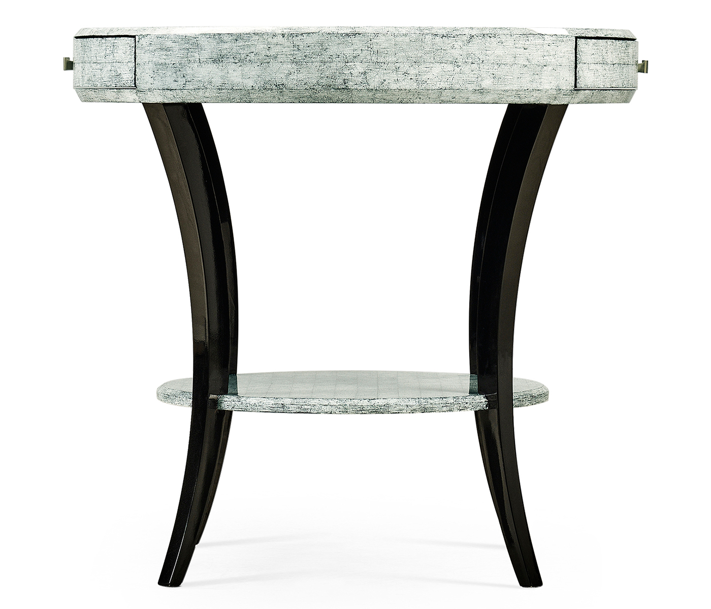 White Smoke Eggshell Round Side Table with Drawer