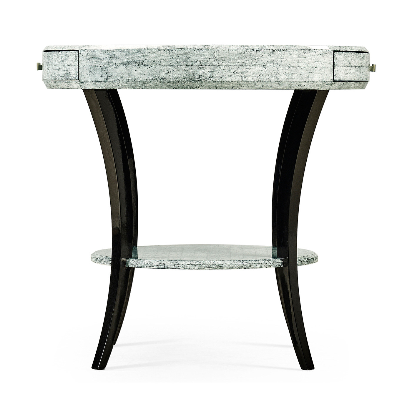 White Smoke Eggshell Round Side Table with Drawer