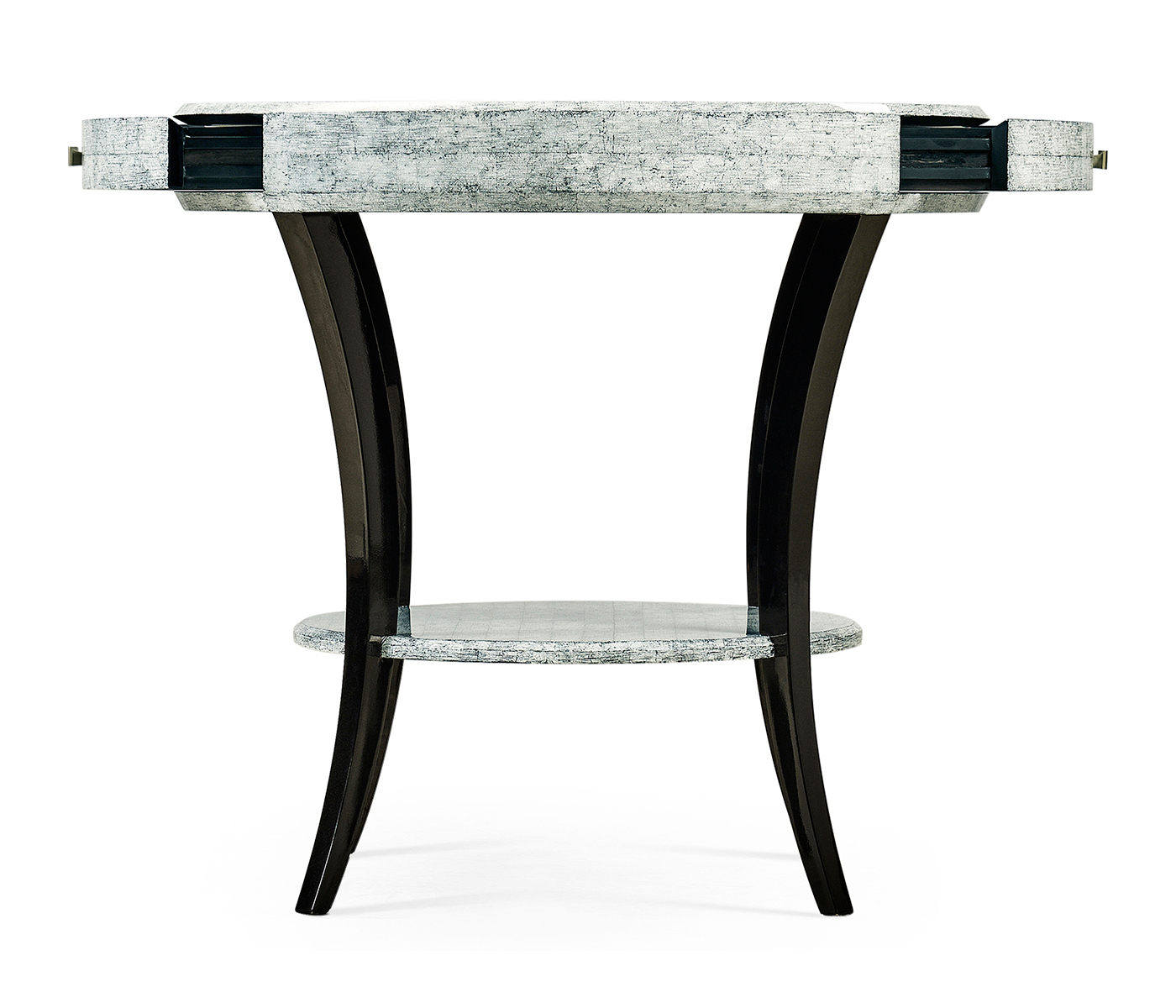 White Smoke Eggshell Round Side Table with Drawer