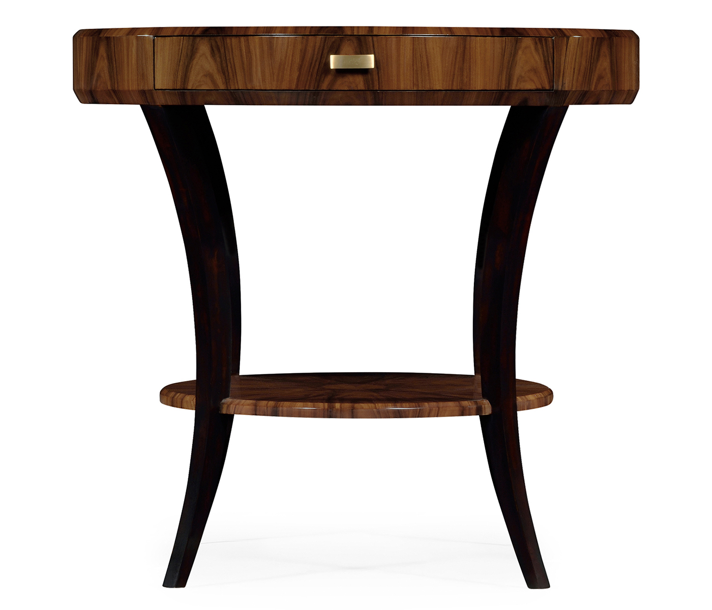 Art Deco Satin Round Side Table with Drawer