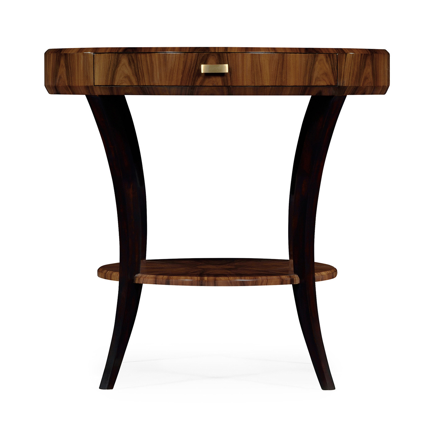 Art Deco Satin Round Side Table with Drawer