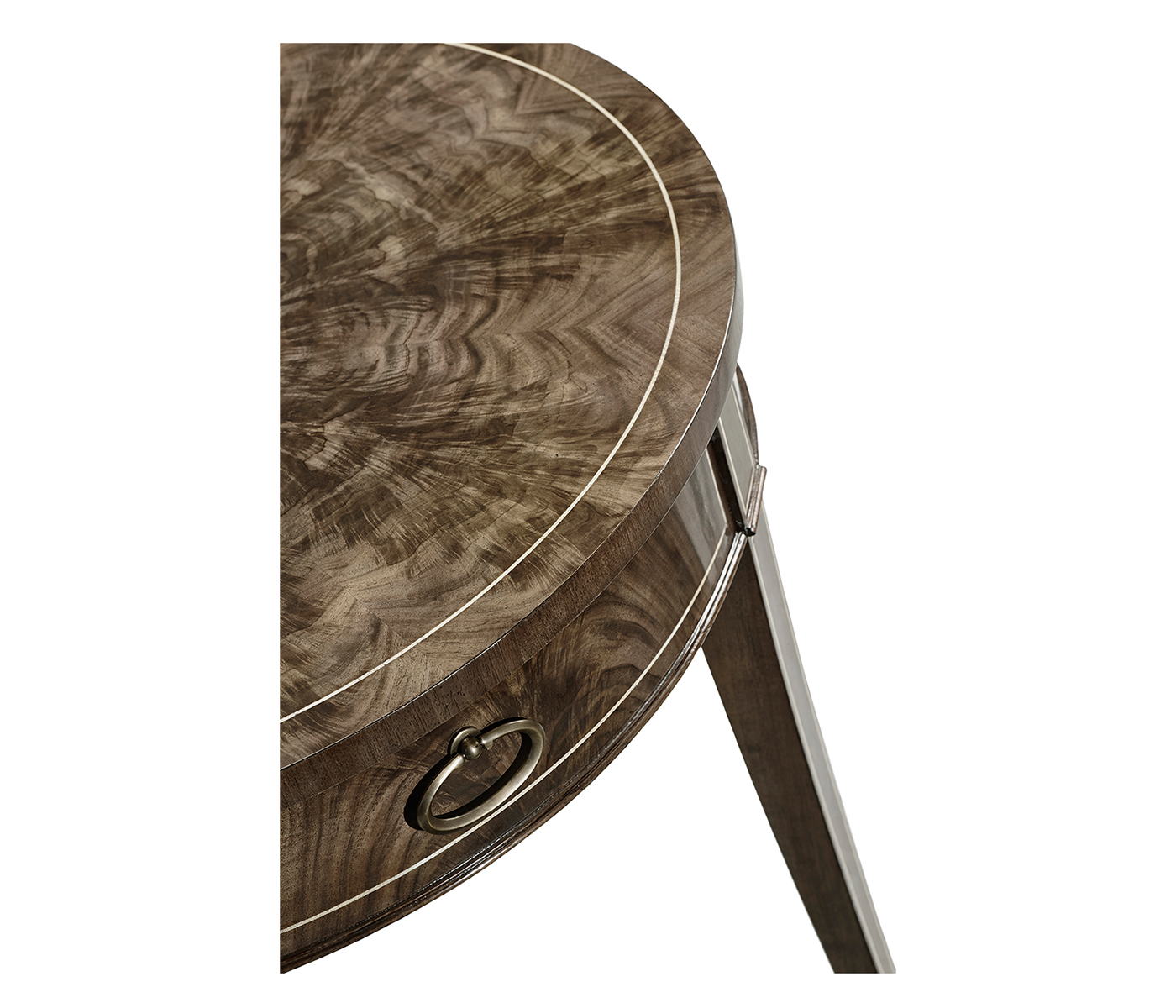 Round Bleached Walnut Side Table