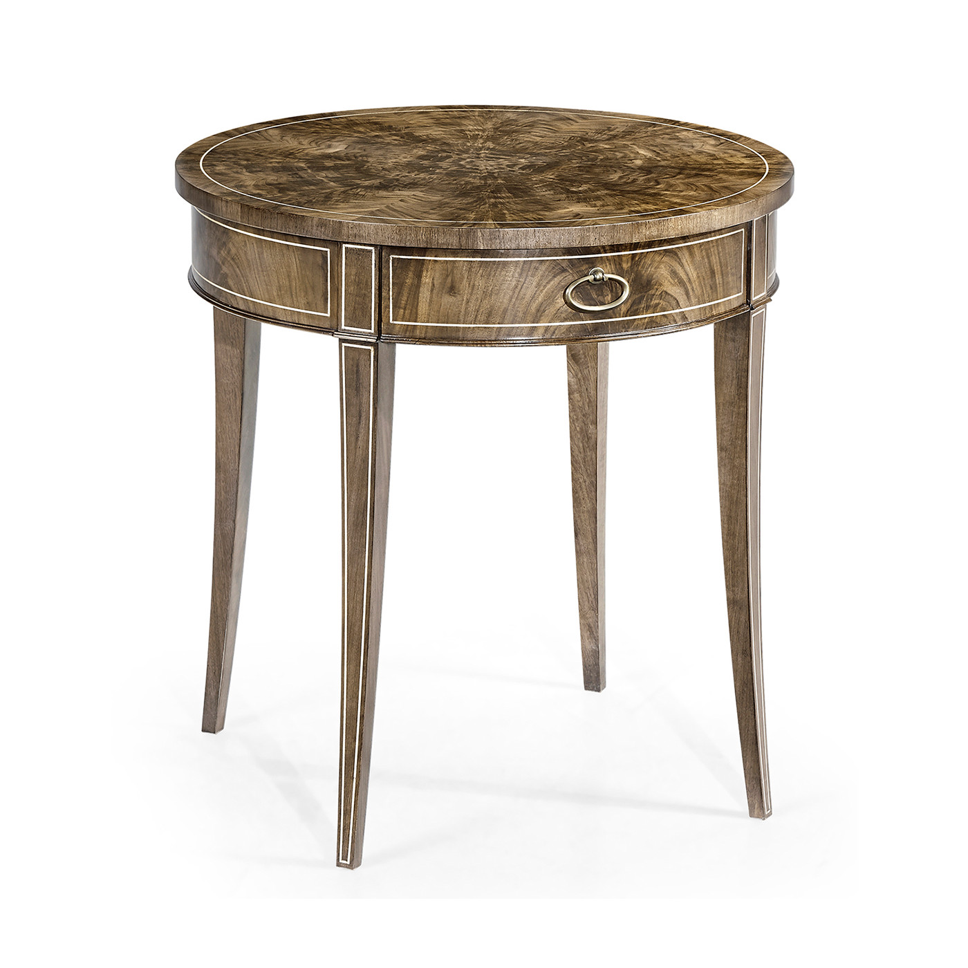 Round Bleached Walnut Side Table