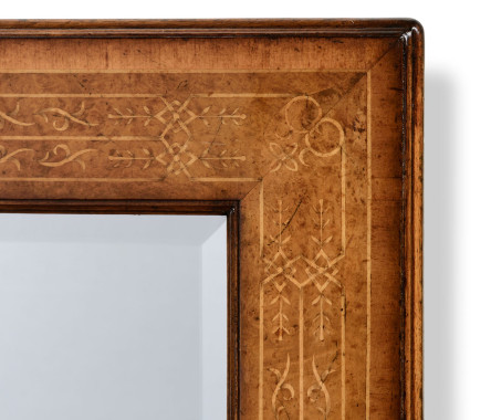 Rectangular burl walnut veneer mirror