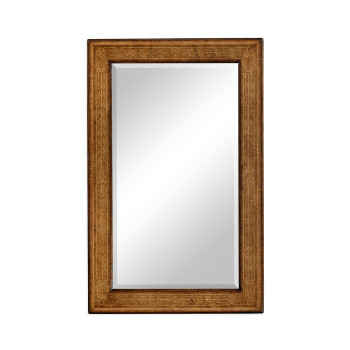 Rectangular burl walnut veneer mirror