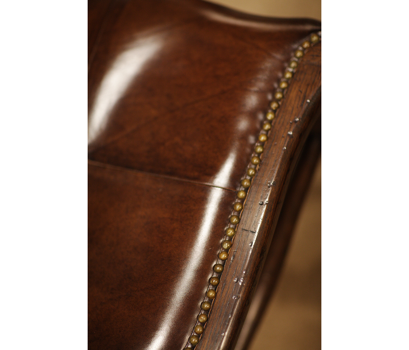 Rustic Natural Oak Country Side Chair With A Antique Chestnut Leather Seat