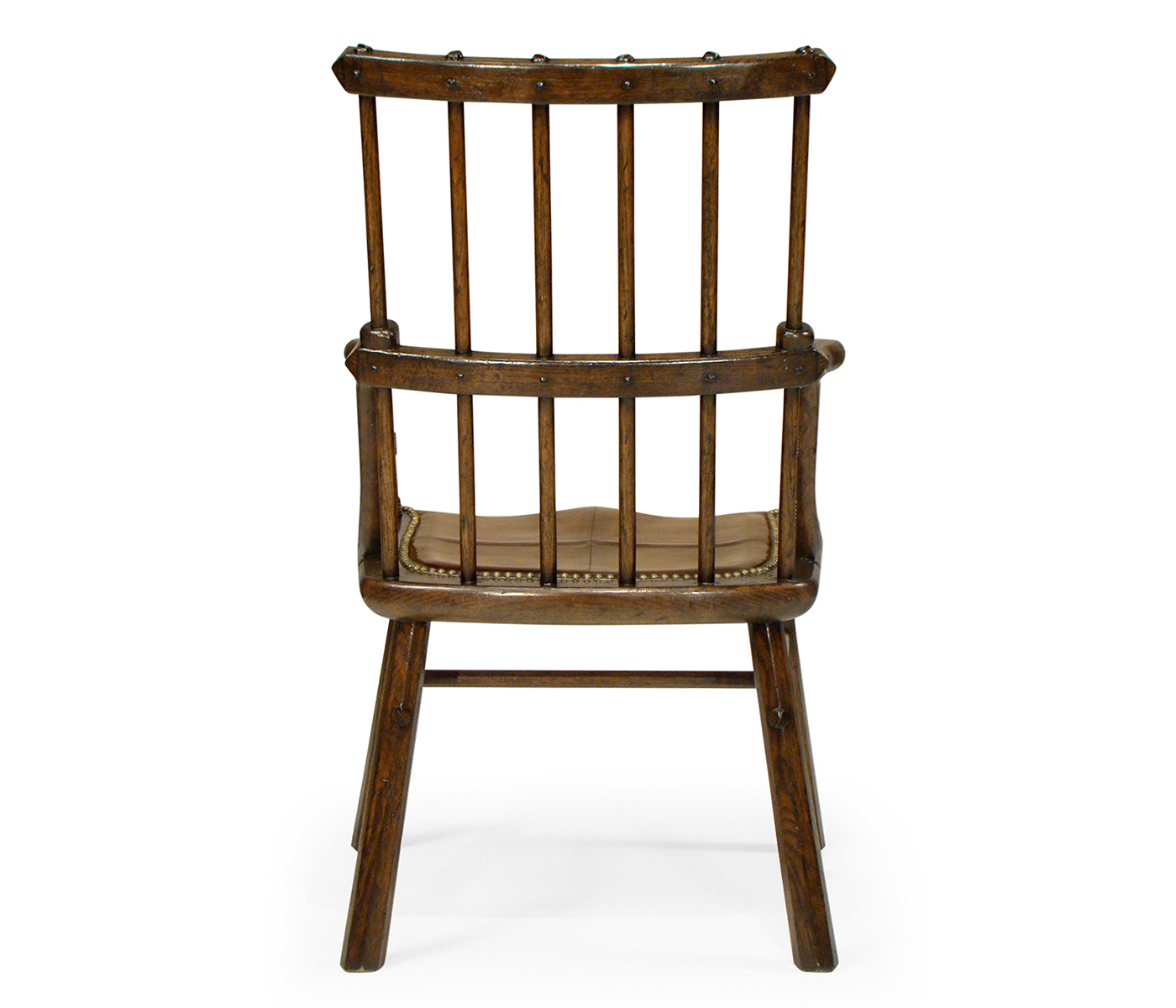 Rustic Dark Oak Country Side Chair With A Dark Antique Chestnut Leather Seat