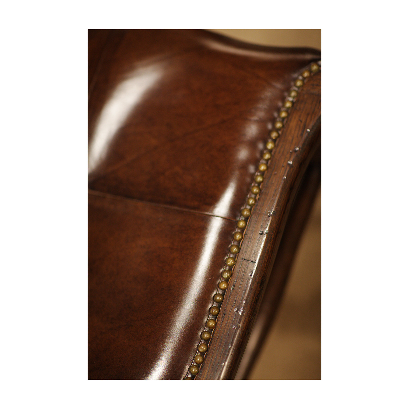 Rustic Dark Oak Country Side Chair With A Dark Antique Chestnut Leather Seat