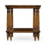 Square Walnut Side Table with Brass Capped Feet