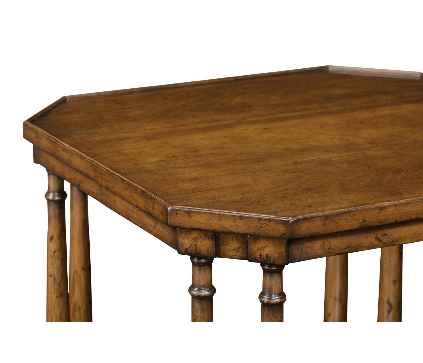Square Walnut Side Table with Brass Capped Feet