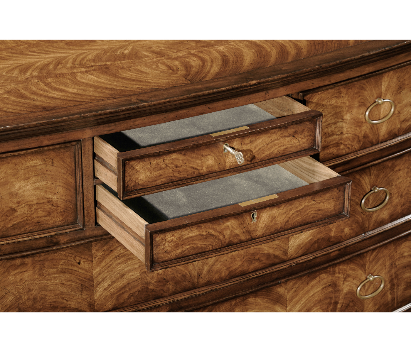 Crotch walnut chest of drawers