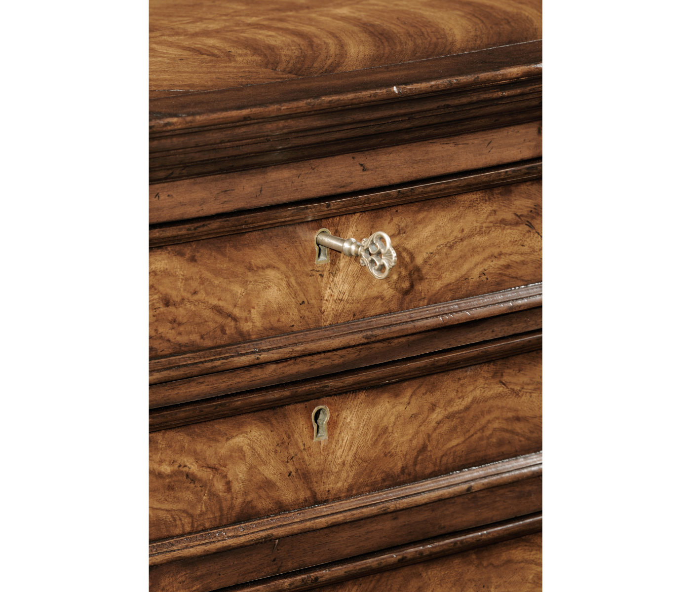 Crotch walnut chest of drawers