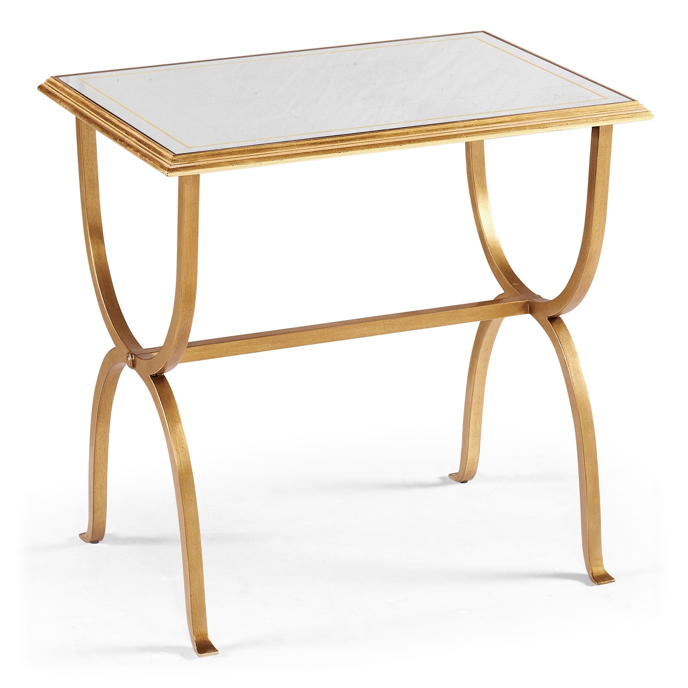 Églomisé & Gilded Iron Rectangular Side Table