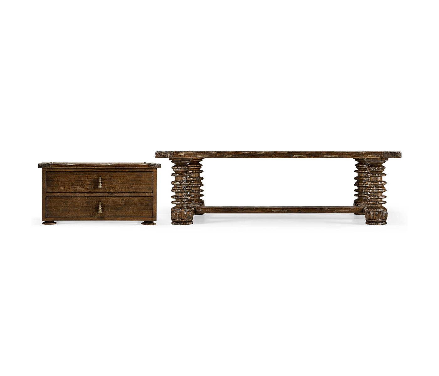 Turned Leg Heavy Distressed Games/Coffee Table